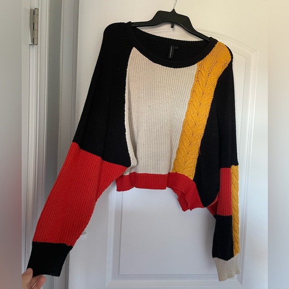 Moon & Madison color block sweater - orange, yellow, cream and black - Picture 3 of 6